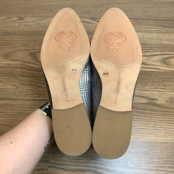 Vince Camuto Kadee Silver  Leather Perforated Slip On Loafer Shoe Size 10 /EU 40 - Picture 7 of 11